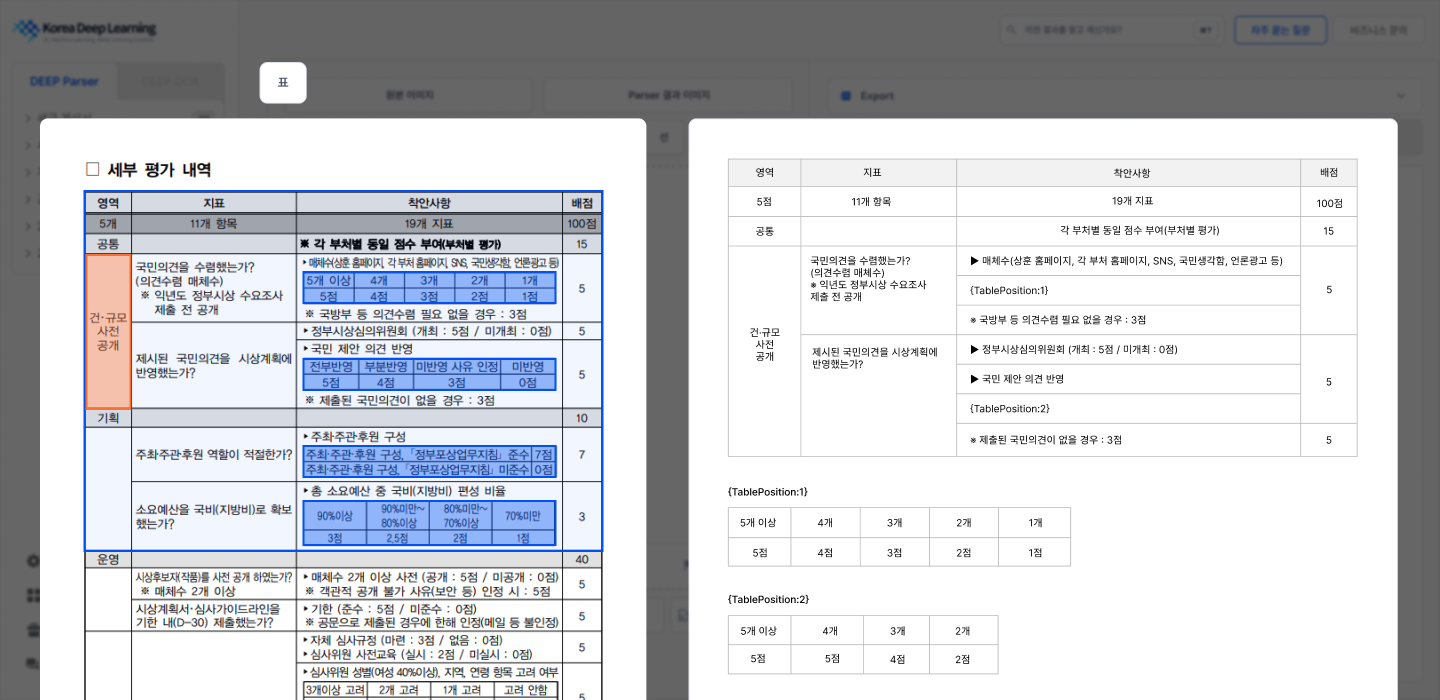 텍스트, 표, 이미지 자동 인식